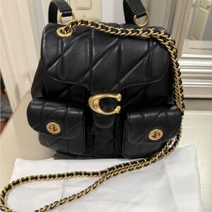Coach Black Quilted Tabby Backpack with Gold Accents
